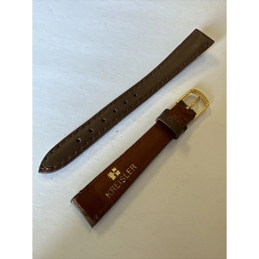 Kreisler Brown Norwegian Calf Leather Watch Strap 12mm Gold Buckle Vintage Band